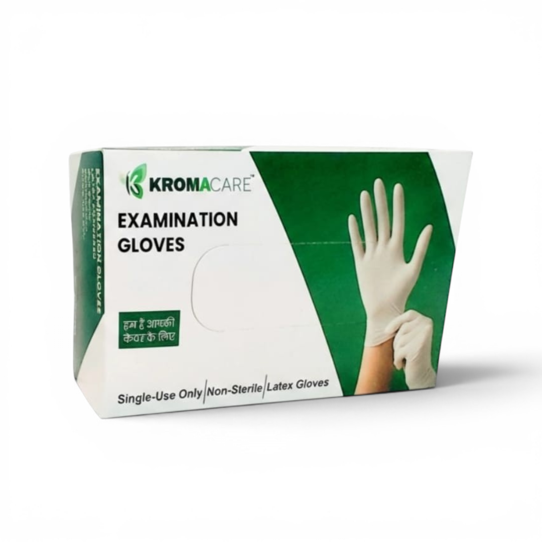 Kromacare White Latex Examination Gloves for Hospitals Clinics and Healthcare Professionals