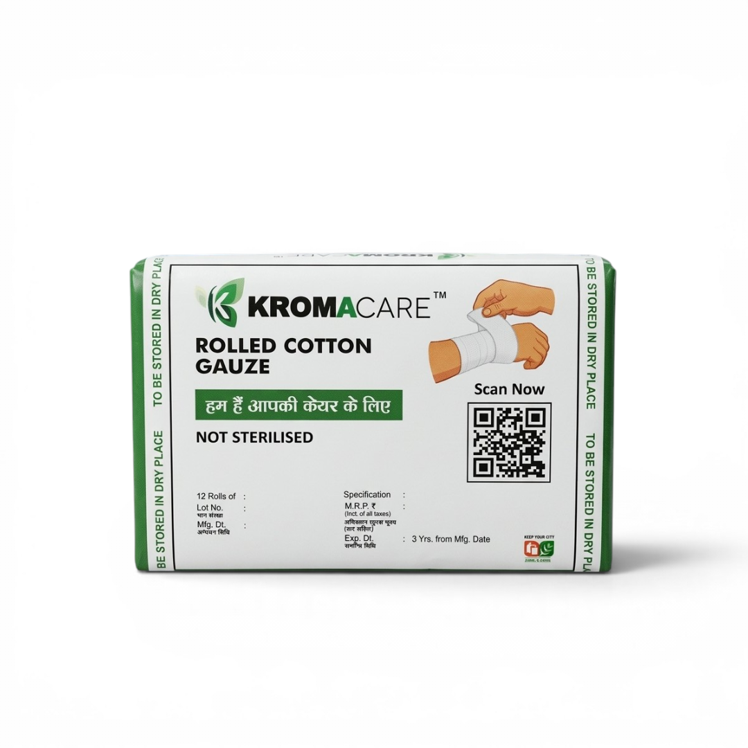 Kromacare Cotton Gauze Roll for Wound Dressing and Medical Use